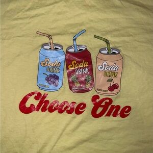 Yellow retro inspired “ choose one” soda T-shirt